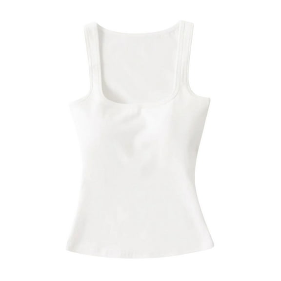 Hvot&aat Women's Sleeveless Square Neck Tank Top Comfy Solid Basic Tops Fitted Crop Tops