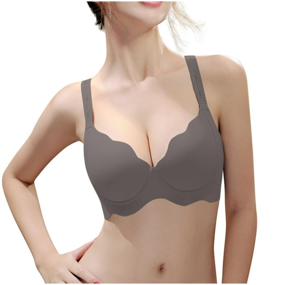 Hvot&aat Women's Smoothing Seamless Scalloped Push Up Bra Thin Soft Support Solid Color Bralette Everyday Sleep Bra
