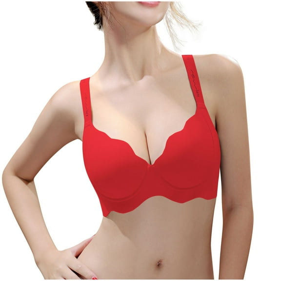 Hvot&aat Women's Smoothing Seamless Scalloped Push Up Bra Thin Soft Support Solid Color Bralette Everyday Sleep Bra