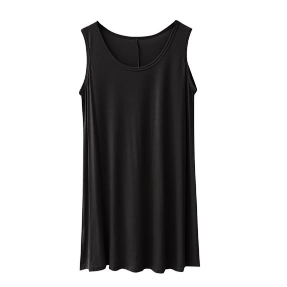 Hvot&aat Women's Solid Color Plus Size Tank Dress Casual Summer Beach Dress Sleeveless Scoop Neck Tunic Sundress