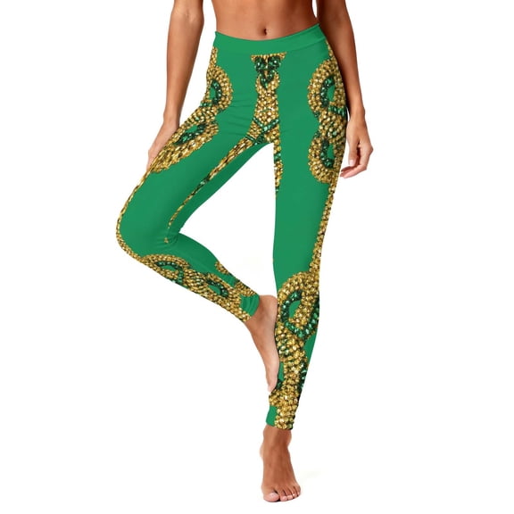 Hvot&aat Women's St. Patrick's Day Leggings Shamrock Stretchy Tights Yoga Pants Sports Fitness Peach Hip Stretch Pants
