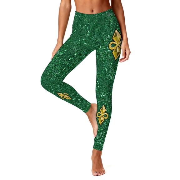 Hvot&aat Women's St. Patrick's Day Leggings Shamrock Stretchy Tights Yoga Pants Sports Fitness Peach Hip Stretch Pants