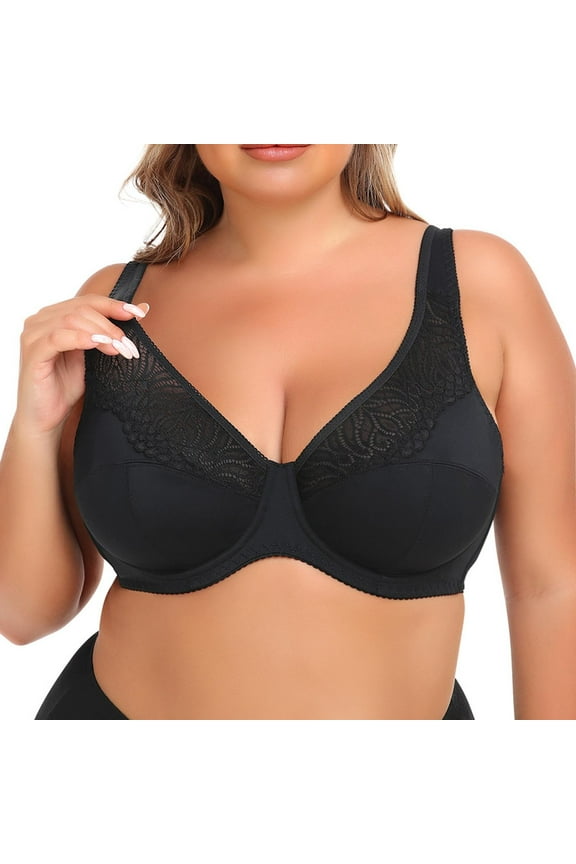 Women's Steel Ring Push up Anti-Sagging Bra Wide Strap Full Coverage Underwear Soft Lace Comfort Bralette for Everyday Wear