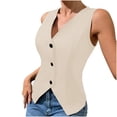 thumbnail image 1 of Hvot&aat Women's Suit Vest Solid Color Business Button Sleeveless Waistcoat V-Neck Slim Tank Waistcoat Casual Blazer Tops, 1 of 6