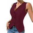 thumbnail image 1 of Hvot&aat Women's Suit Vest Solid Color Business Button Sleeveless Waistcoat V-Neck Slim Tank Waistcoat Casual Blazer Tops, 1 of 6