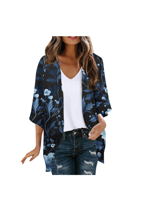 Women's Summer Beach Hawaiian Cardigan Loose Fit Casual Cover Up Swimwear Cooling Chiffon Cardigan