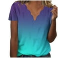 thumbnail image 1 of Hvot&aat Women's Summer Fashion Seashell Edge V Neck T-Shirts Petal Short Sleeve Gradient Tops Casual Vacation Outfits, 1 of 4