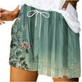 thumbnail image 1 of Hvot&aat Women's Summer Printed Beach Shorts Comfy Drawstring Casual Elastic Waist Shorts Wide Leg Shorts, 1 of 4