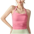 thumbnail image 1 of Hvot&aat Women's Summer Sleeveless Solid Camisoles Halter Neck Backless Crop Top Slim Fit Sports Tank Tops, 1 of 3