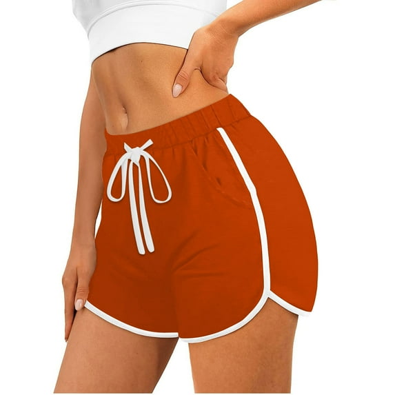 Hvot&aat Women's Summer Solid Color Shorts Mid Waisted Workout Yoga Shorts Quick Dry Beach Boardshorts with Pockets