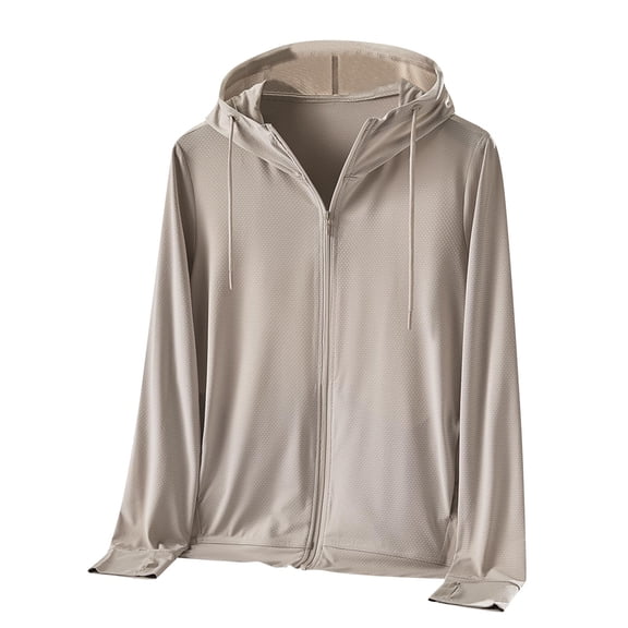 Hvot&aat Women's Sun Protective Ice Silk Long Sleeve Tops Casual Solid Sports Hooded Breathable Lightweight Zipper Jacket