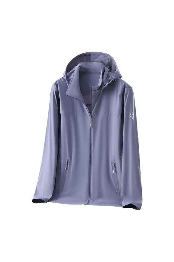 Women's Sun Protective Ice Silk Long Sleeve Tops Casual Solid Sports Hooded Breathable Lightweight Zipper Jacket