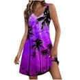thumbnail image 1 of Hvot&aat Women's Sunset Beach Palm Tree Print Dress Summer V Neck Sleeveless Tank Dress with Pockets Hawaiian Dresses, 1 of 6