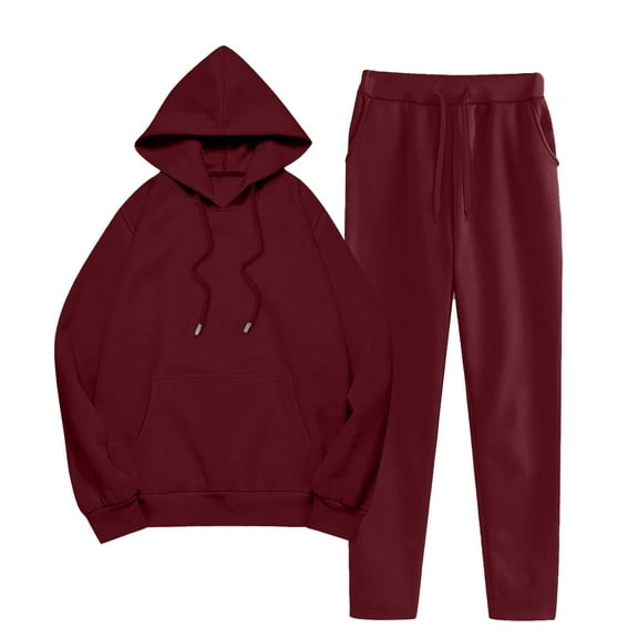 Hvot&aat Women's Sweatsuits 2 Piece Sports Casual Elastic Waist Long Pants Hooded Sweatshirts Set Tracksuits Outfits