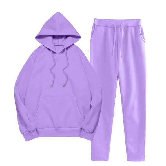 Hvot&aat Women's Sweatsuits 2 Piece Sports Casual Elastic Waist Long Pants Hooded Sweatshirts Set Tracksuits Outfits