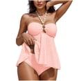 thumbnail image 1 of Hvot&aat Women's Textured Bikinis Two Piece Tummy Control Flowy Halter Swimwear Cut Out Backless Bathing Suits, 1 of 6