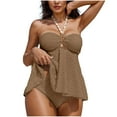 thumbnail image 1 of Hvot&aat Women's Textured Bikinis Two Piece Tummy Control Flowy Halter Swimwear Cut Out Backless Bathing Suits, 1 of 6
