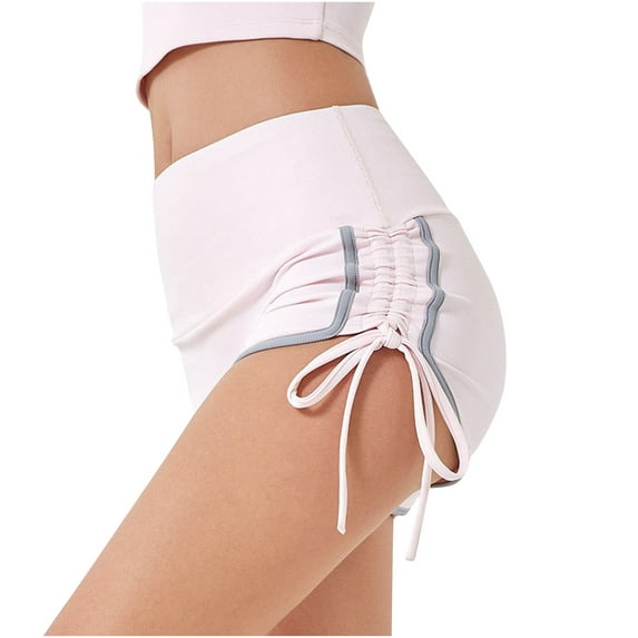 Hvot&aat Women's Trendy Side Tie Adjustable Shorts High Waisted Tummy Control Sweat Shorts Drying Fitness Yoga Pants