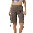 thumbnail image 1 of Hvot&aat Women's Twill Cargo Shorts Solid Color Stretched Versatile Casual Pants Bermuda Shorts, 1 of 5