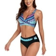 thumbnail image 1 of Hvot&aat Women's Two Piece Swimsuits Wrap Front Bikini Fashionable Printed V Neck Padded Crisscross Tie Back Bathing Suit, 1 of 3