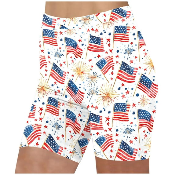 Hvot&aat Women's USA 4th of July Patriotic Board Shorts Workout Yoga Shorts Sports Active Three Minutes Pants