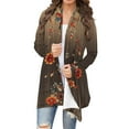 thumbnail image 1 of Hvot&aat Women's Vintage Print Cardigan Open Front Long Sleeve Casual Cardigan Oversize Cardigans Coat, 1 of 6