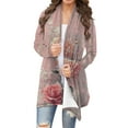 thumbnail image 1 of Hvot&aat Women's Vintage Print Cardigan Open Front Long Sleeve Casual Cardigan Oversize Cardigans Coat, 1 of 6