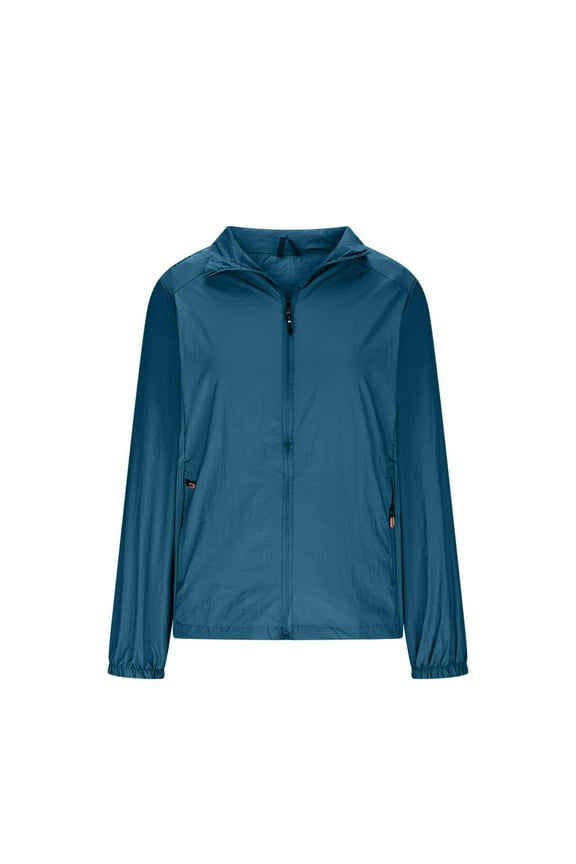Women's Windbreaker Jacket with Hood Sun Protection Athletic Jacket Zip Up Collared Lightweight Long Sleeve Shirt Tops