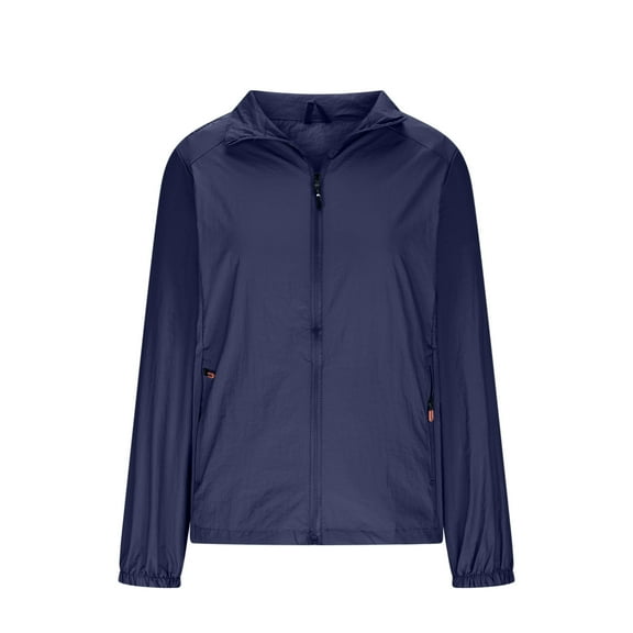 Hvot&aat Women's Windbreaker Jacket with Hood Sun Protection Athletic Jacket Zip Up Collared Lightweight Long Sleeve Shirt Tops