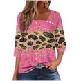thumbnail image 1 of Hvot&aat Womens Asymmetrical Square Neck Button Tops 3/4 Length Sleeve Business Blouses Loose Fit T Shirt, 1 of 4