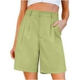 thumbnail image 1 of Hvot&aat Womens Bermuda Shorts Casual Elastic High Waisted Trouser Shorts Knee Length Wide Leg Shorts Dressy Work, 1 of 2