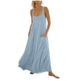 thumbnail image 1 of Hvot&aat Womens Bohemian Maxi Dress Casual Summer Scoop Neck Sleeveless Flowy Long Vacation Beach Cami Dresses with Pockets, 1 of 5