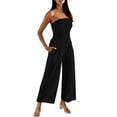 thumbnail image 1 of Hvot&aat Womens Casual Strapless Summer Jumpsuits Solid Color Wide Leg Romper with Pockets, 1 of 5