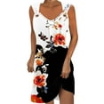 thumbnail image 1 of Hvot&aat Womens Casual Summer Sleeveless Dress V Neck O-Ring Shoulder Sundress Vintage Floral Print Short Dresses, 1 of 4