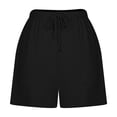 thumbnail image 1 of Hvot&aat Womens Casual Wide Leg Shorts Lounge Solid Color Knit Shorts Fitted Drawstring Straight Shorts, 1 of 5