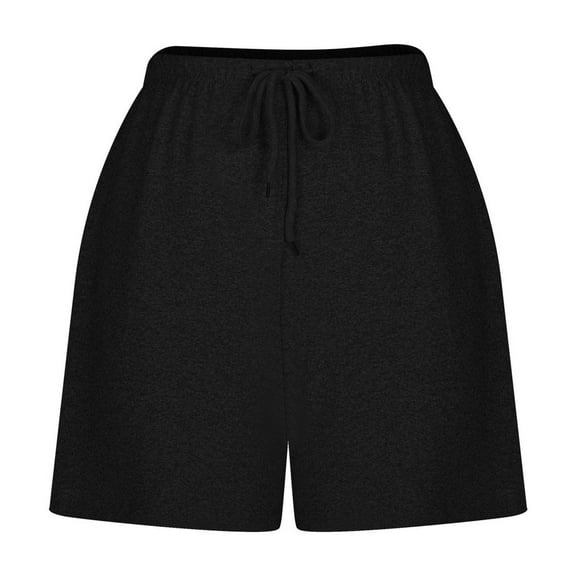 Hvot&aat Womens Casual Wide Leg Shorts Lounge Solid Color Knit Shorts Fitted Drawstring Straight Shorts