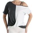 thumbnail image 1 of Hvot&aat Womens Colorblock Cold Shoulder Tops 2025 Summer Dressy Twist Front Shirts Loose Ladies Going Out Tunic Blouses, 1 of 2