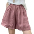 thumbnail image 1 of Hvot&aat Womens Comfort Wide Leg Shorts Casual Loose Pleated Elastic Waist Bermuda Shorts Beach Shorts with Pockets, 1 of 3