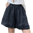 thumbnail image 1 of Hvot&aat Womens Comfort Wide Leg Shorts Casual Loose Pleated Elastic Waist Bermuda Shorts Beach Shorts with Pockets, 1 of 2