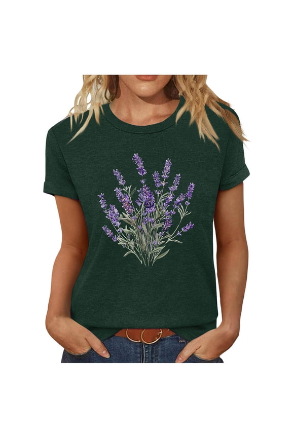 Womens Cute Graphic Tees Summer Sunflower Crew Neck Short Sleeve Tops Casual Loose Fit Blouse