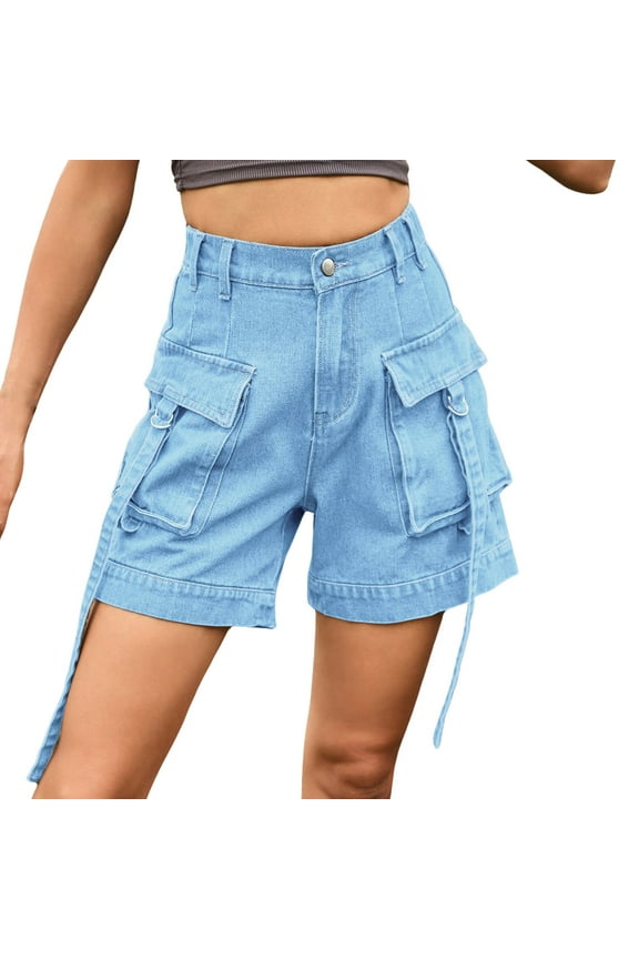 Womens High Waisted Cargo Jeans Y2K Casual Wide Leg Denim Pants Trendy Lounge Baggy Leg Jeans With Pockets