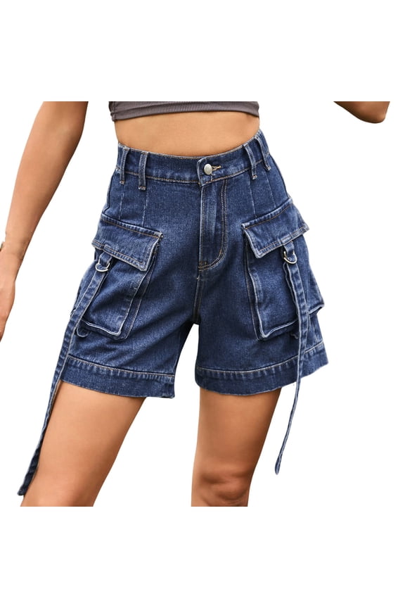 Womens High Waisted Cargo Jeans Y2K Casual Wide Leg Denim Pants Trendy Lounge Baggy Leg Jeans With Pockets