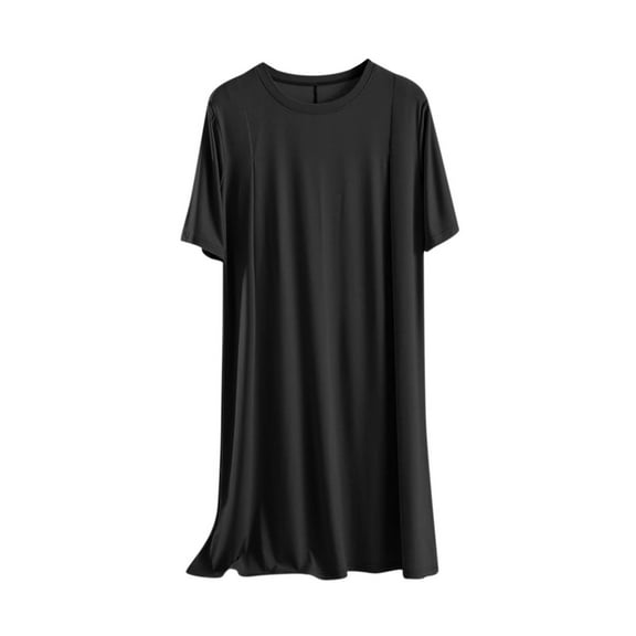 Hvot&aat Womens Modal Nightgown Short Sleeve Crew Neck Sleepshirt Loose Fit Casual Summer Long Tunic Shirt Pajama Dress