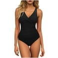 thumbnail image 1 of Hvot&aat Womens One Piece Tummy Control Swimsuit Slimming Solid Color Backless Bathing Suit Retro Swimwear with Adjustable Strap, 1 of 7