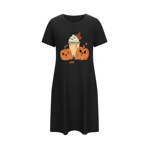 Hvot&aat Womens Pajamas Halloween Ghost Printed Short Sleeve Nightdress Mini T Shirt Sleepwear