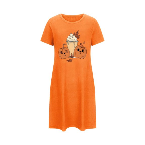 Hvot&aat Womens Pajamas Halloween Ghost Printed Short Sleeve Nightdress Mini T Shirt Sleepwear