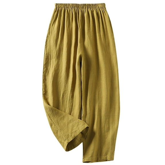 Hvot&aat Womens Solid Color Harem Pants Lightweight Soft Cropped Pants Elastic Waist Casual Trousers