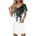 thumbnail image 1 of Hvot&aat Womens Summer Dress Floral Print Casual Short Sleeve Dress with Pockets A-Line Swing Dress for Beach or Daily Wear, 1 of 7