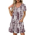thumbnail image 1 of Hvot&aat Womens Summer Dress Floral Print Casual Short Sleeve Dress with Pockets A-Line Swing Dress for Beach or Daily Wear, 1 of 7