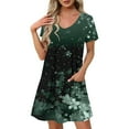 thumbnail image 1 of Hvot&aat Womens Summer Dress Floral Print Casual Short Sleeve Dress with Pockets A-Line Swing Dress for Beach or Daily Wear, 1 of 7